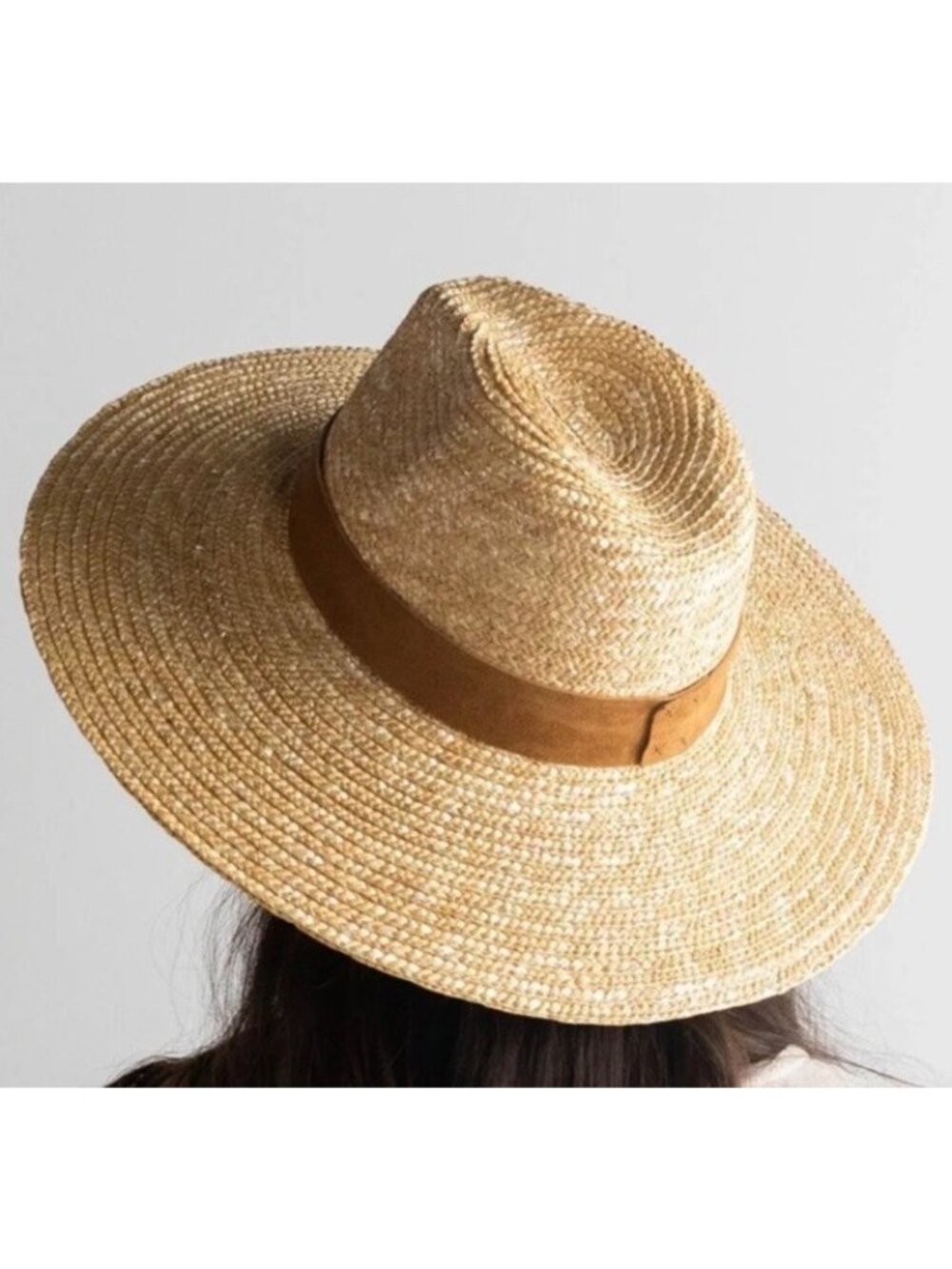 GIGI PIP Wide Brim Straw Fedora with Brown Band